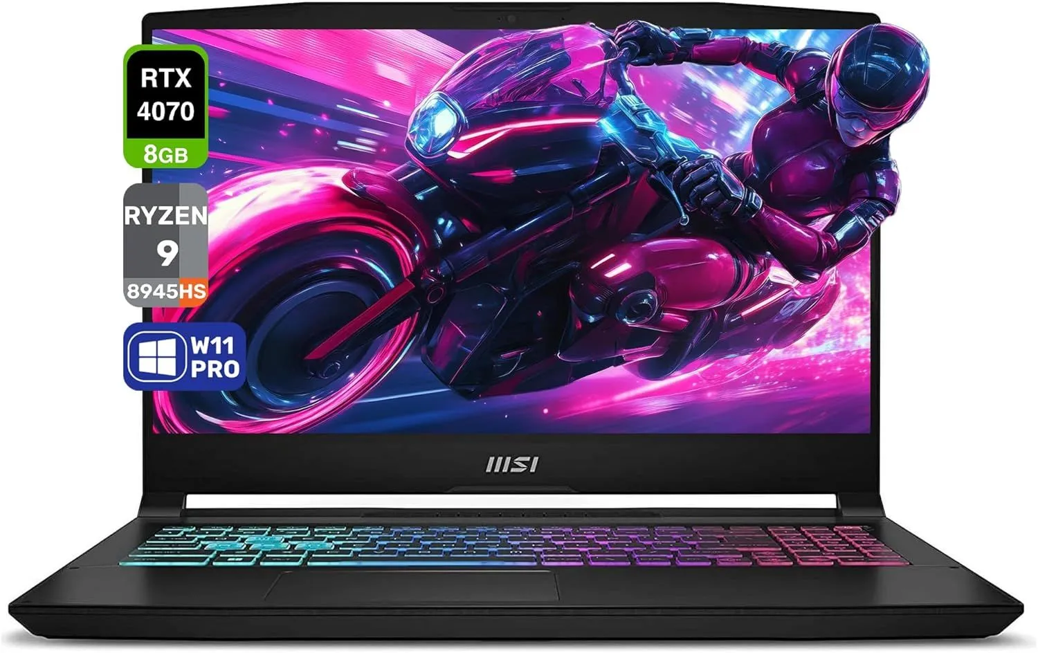 MSI Katana 15 Gaming Laptop, AMD Ryzen 9 8945HS, 32 GB DDR5 RAM, 1 TB PCle SSD, 15.6" FHD (1920x1080), Nvidia G-Force RTX 4070, W11 Pro
