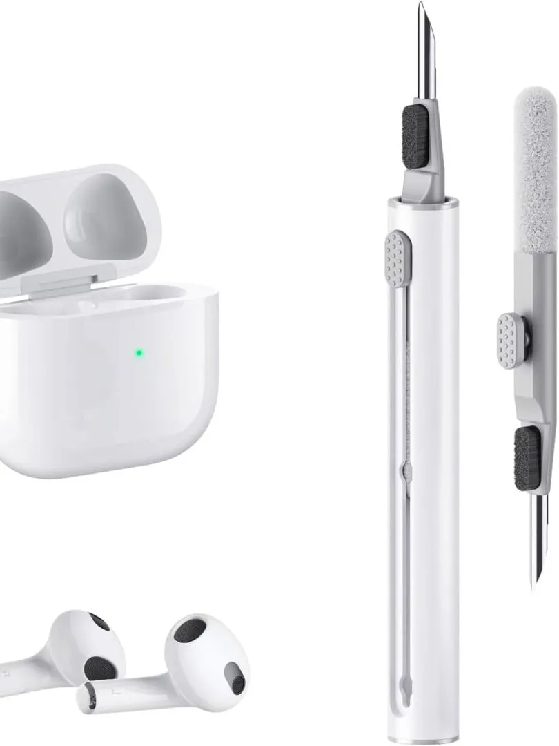 AirPods Cleaning Kit - 3-in-1 Earphone Cleaner Kit Compatible AirPod/AirPod Pro with Sponge, Brush, Metal Tip, Multifunctional Earphone Cleaning Kit for Earbuds, AirPods