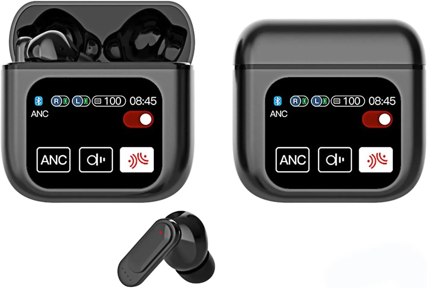 Wireless Earbuds Bluetooth 5.4 Headphones with LED Touch Screen 50H Playtime Deep Bass Stereo Ear Buds with Mic IPX5 Waterproof in Ear Earphones for Pad Tablet Laptop Android/iOS Phones (Black)