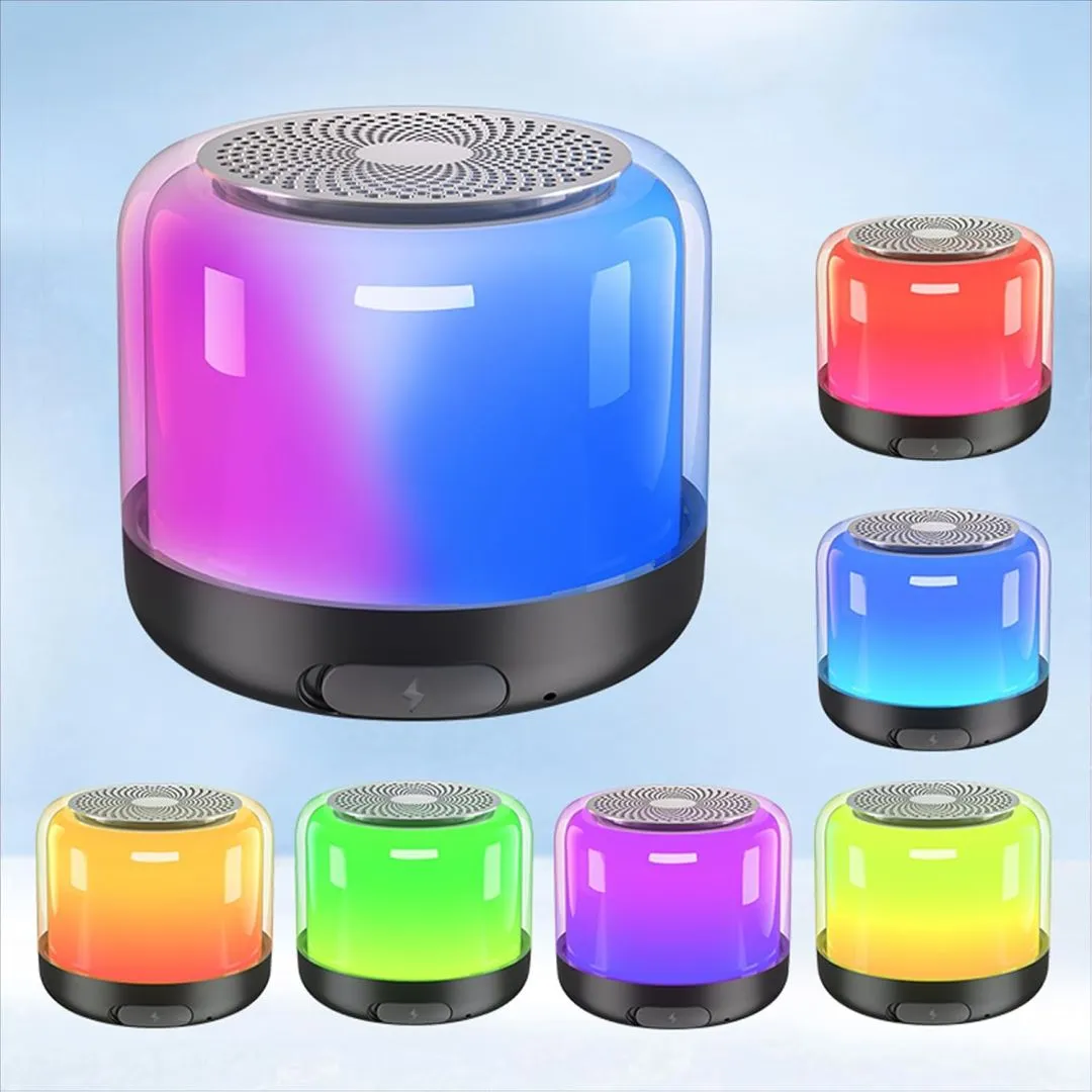 Portable Bluetooth Speakers with Colorful Lights, Loud Sound, Small Bluetooth Speaker with Wireless Stereo Pairing, HiFi Sound, Long Playtime,for Shower,Home,Outdoor-W