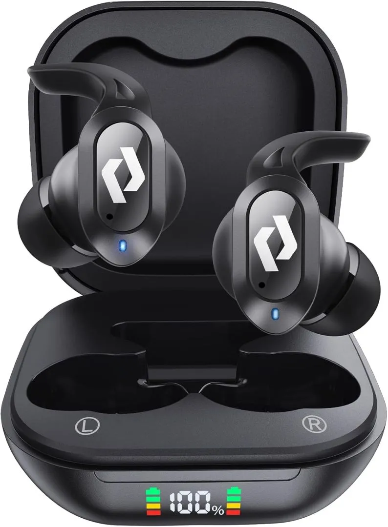 Wireless Ear buds Bluetooth Earbuds Wireless Charging Case Waterproof Headphones Built in Microphone Stereo Bass 64H Playback LED Power Display for iPhone Android Phones Computer Sports Gaming Workout