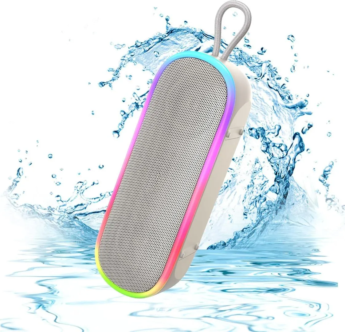 Bluetooth Speakers,IPX7 Waterproof Speaker with 20W Powerful Sound,Portable Wireless Speakers with Extral Bass,for Beach Pool Camping Outdoors,Christmas/Birthday Gift for Men,Women (White)