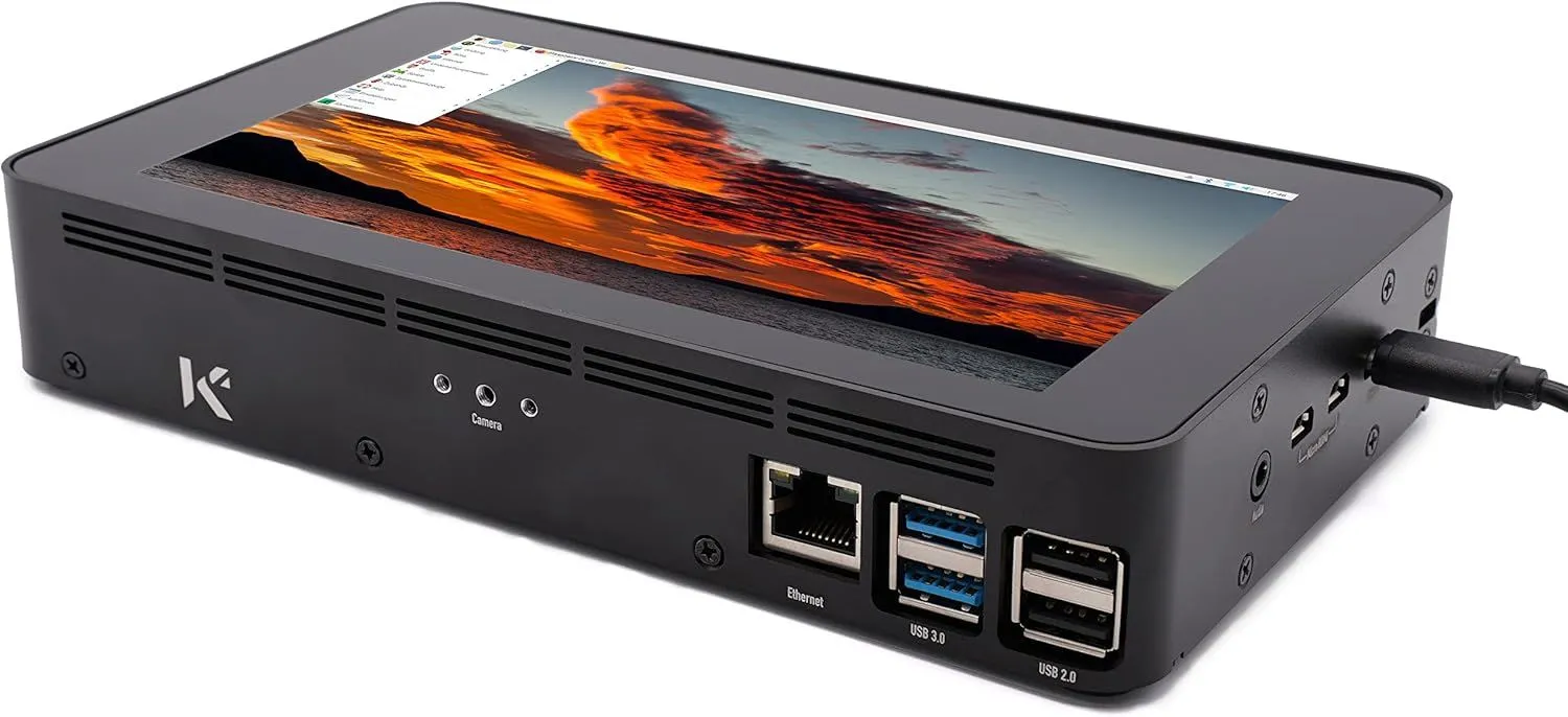 KKSB Aluminium Case for Raspberry Pi 4B 7-inch Touch Screen (NOT Included) - Space for Low Profile Cooler