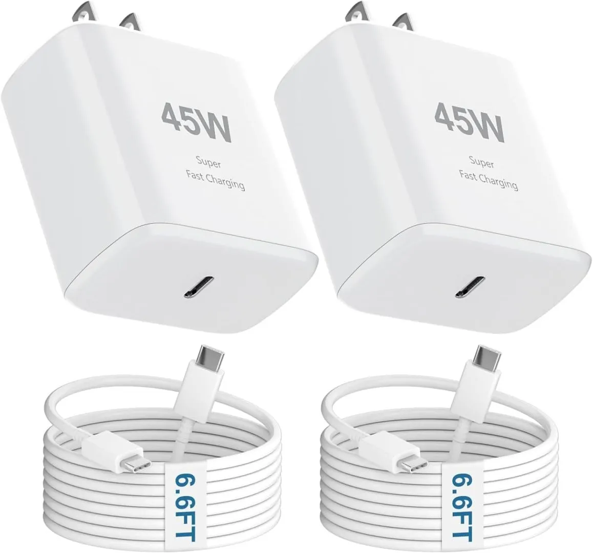 i-Phone 16 Pro Max Charger 45W USB C i-Phone 16 Charger Block Fast Charging with 6.6FT Long Type C Cord Cable for i-Phone 16 Pro/Pro Max/Plus, i-Pad Pro/Mini/Air, Galaxy S24/S23/S22Ultra
