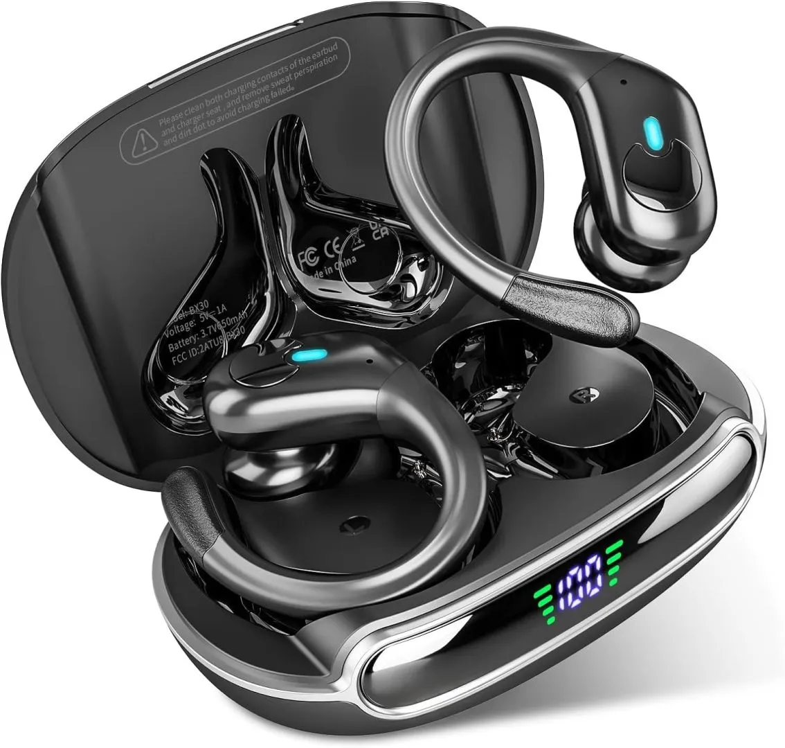 Wireless Earbuds, Bluetooth Headphones 5.3 HiFi Stereo Ear Buds, 80H Bluetooth Earbuds with Dual LED Display Charging Case, IPX7 Waterproof Earphones for Android iOS