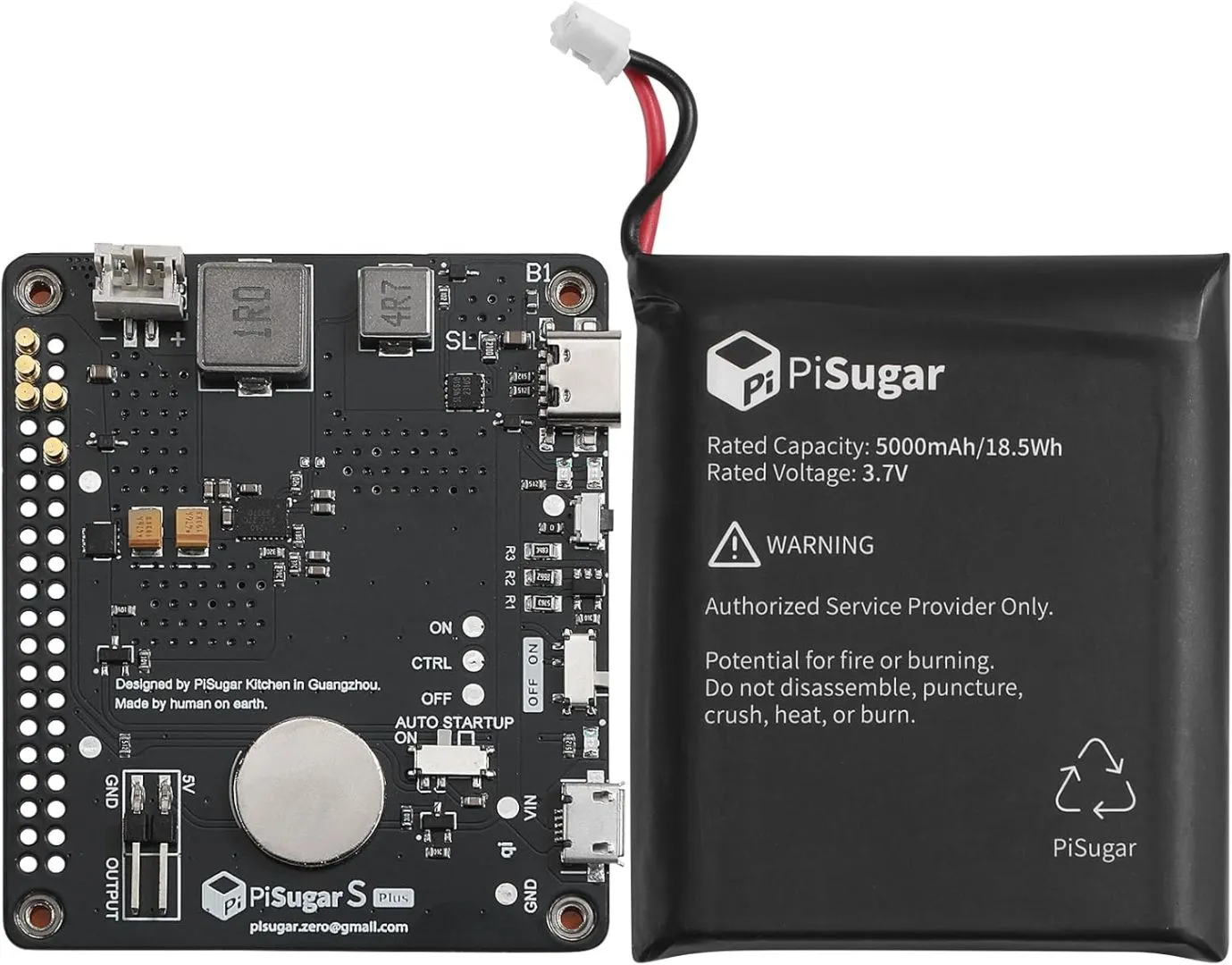 PiSugar 3 Plus Portable 5000 mAh UPS Lithium Battery Power Module Platform for Every Raspberry Pi 3B/3B+/4B Model Accessories handhold(Not Include Raspberry Pi)