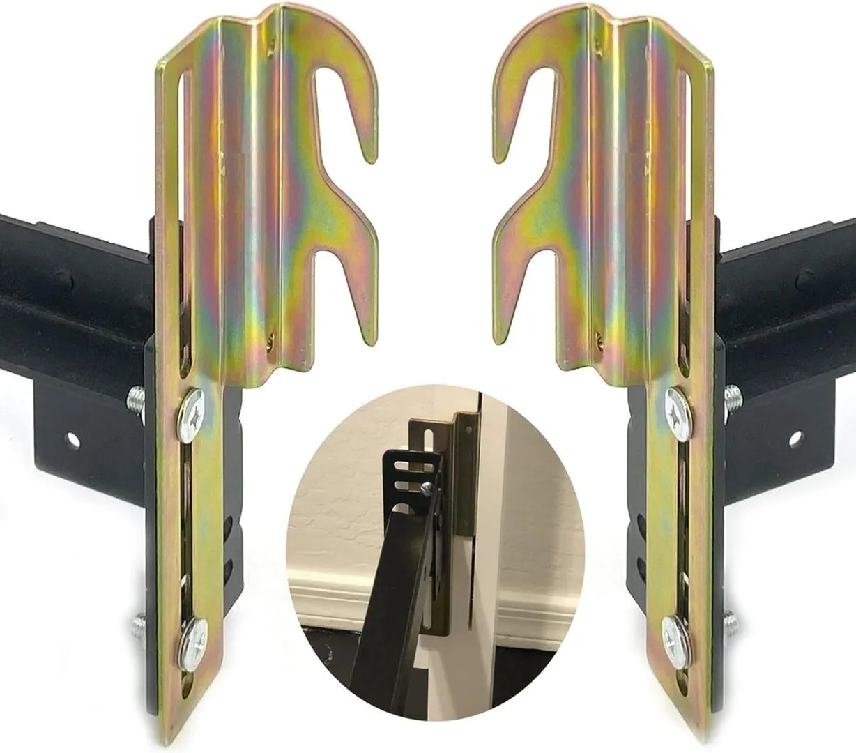 2 Pcs 711 Bed Frame Bolt On to Hook On Conversion Brackets for Headboard with Hardware, Adjustable Bed Rail Hook Plate Adapter，Hook on Bed Rails Brackets