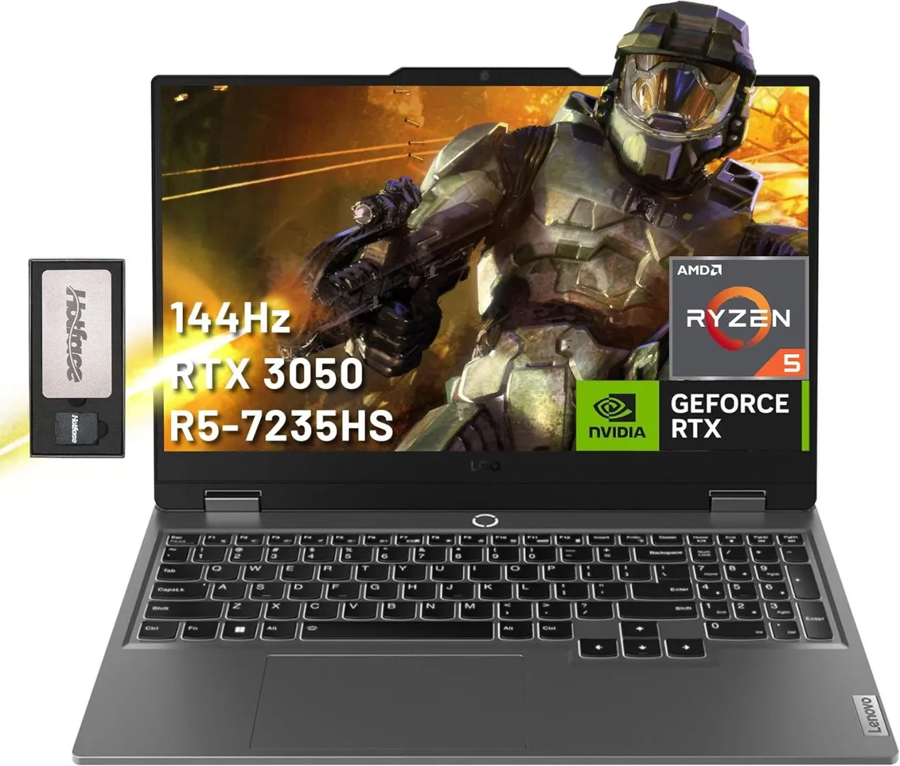 Lenovo LOQ 15.6" Gaming Laptop, FHD 144Hz 300-nit Display, AMD Ryzen 5 7235HS, GeForce RTX 3050, 16GB DDR5, 1TB SSD, Backlit Keyboard, Webcam, Wi-Fi 6, Win 11 Pro, Grey, 128GB Docking Station Set