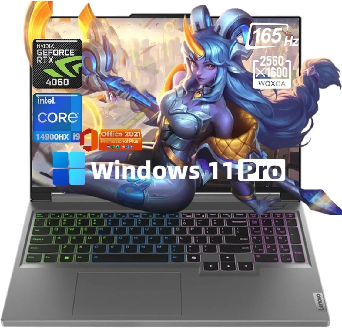 Lenovo Legion 5i 16" Gaming Laptop - Intel Core i9-14900HX, 165Hz FHD, GeForce RTX 4060, 64GB DDR5 RAM|1TB SSD, Backlit Keyboard, Win11 Pro, Office Lifetime, w/USB&DVD Drive