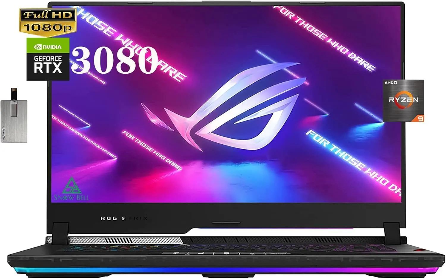 ASUS 2023 ROG Strix Scar 15 15.6" 300Hz IPS Type FHD Gaming Laptop, AMD Ryzen 9 5900HX, 32GB RAM, 2TB PCIe SSD, Backlit Keyboard, GeForce RTX 3080, WiFi 6, Win 11 Pro, Black, w/ 32GB Business USB Card