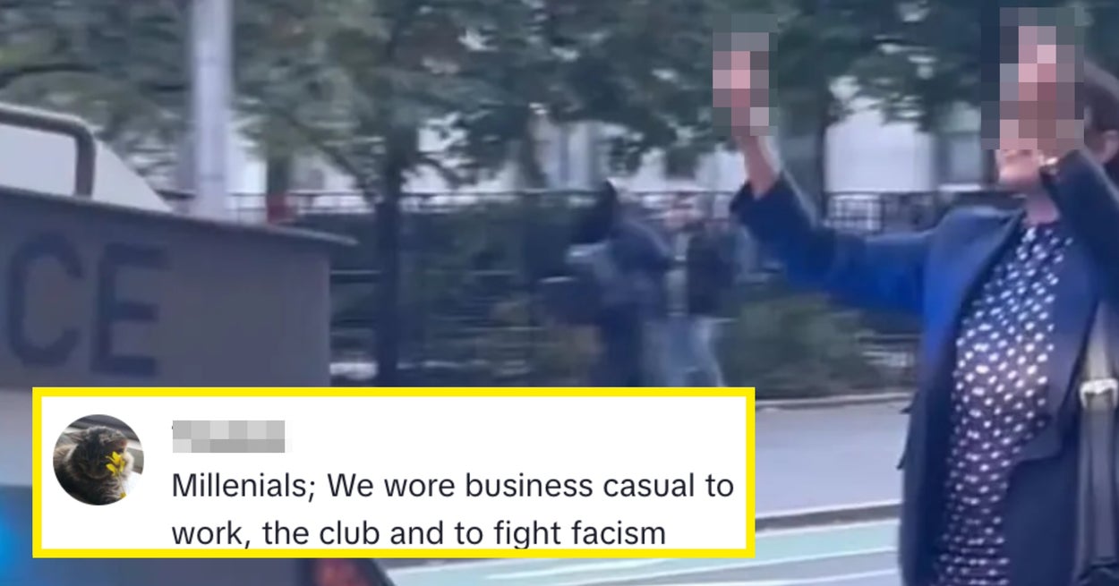 This Woman In A Polka Dot Dress Is Going Viral For Her Reaction To The ICE Raids In NYC