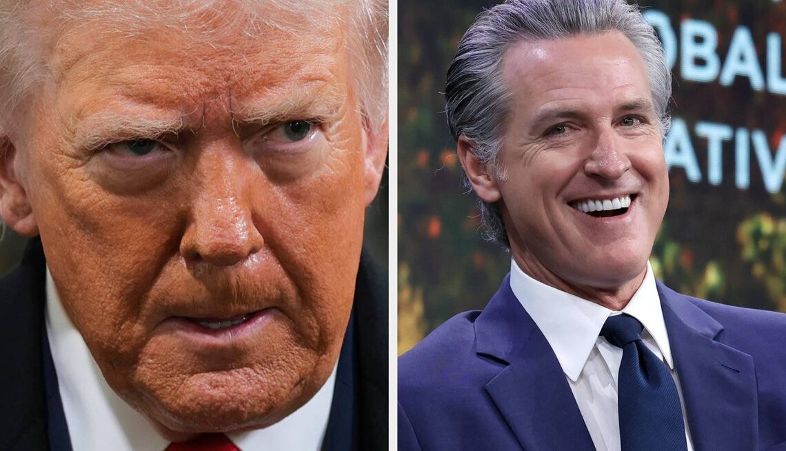 Gavin Newsom's 3-Word Response To Trump Apparently Flipping Off An Autoworker Is So, So Petty