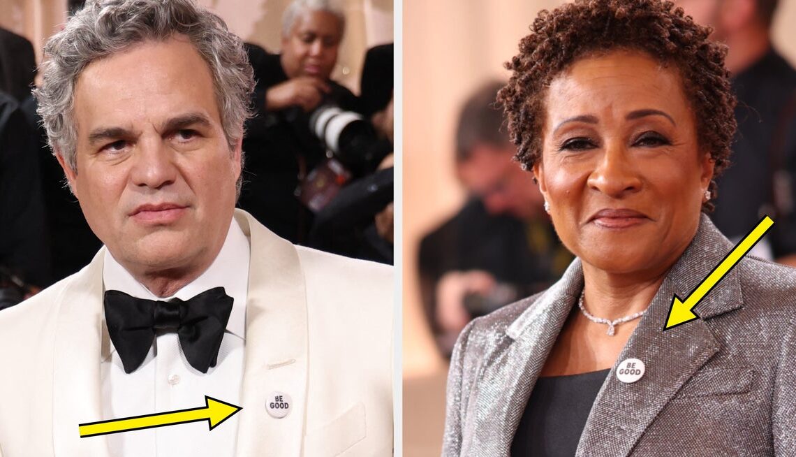 Here's The Deal With The "Be Good" Pins That Celebs Wore On The 2026 Golden Globes Red Carpet