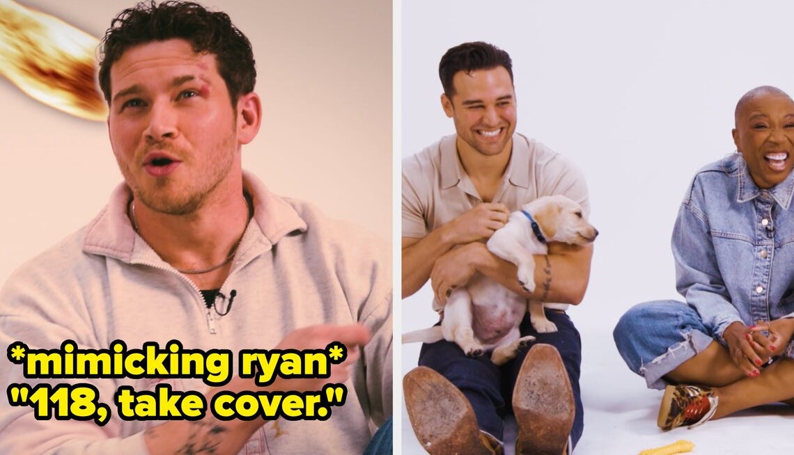 Oliver Stark, Aisha Hinds, And Ryan Guzman Play With Puppies While Answering "9-1-1" Questions